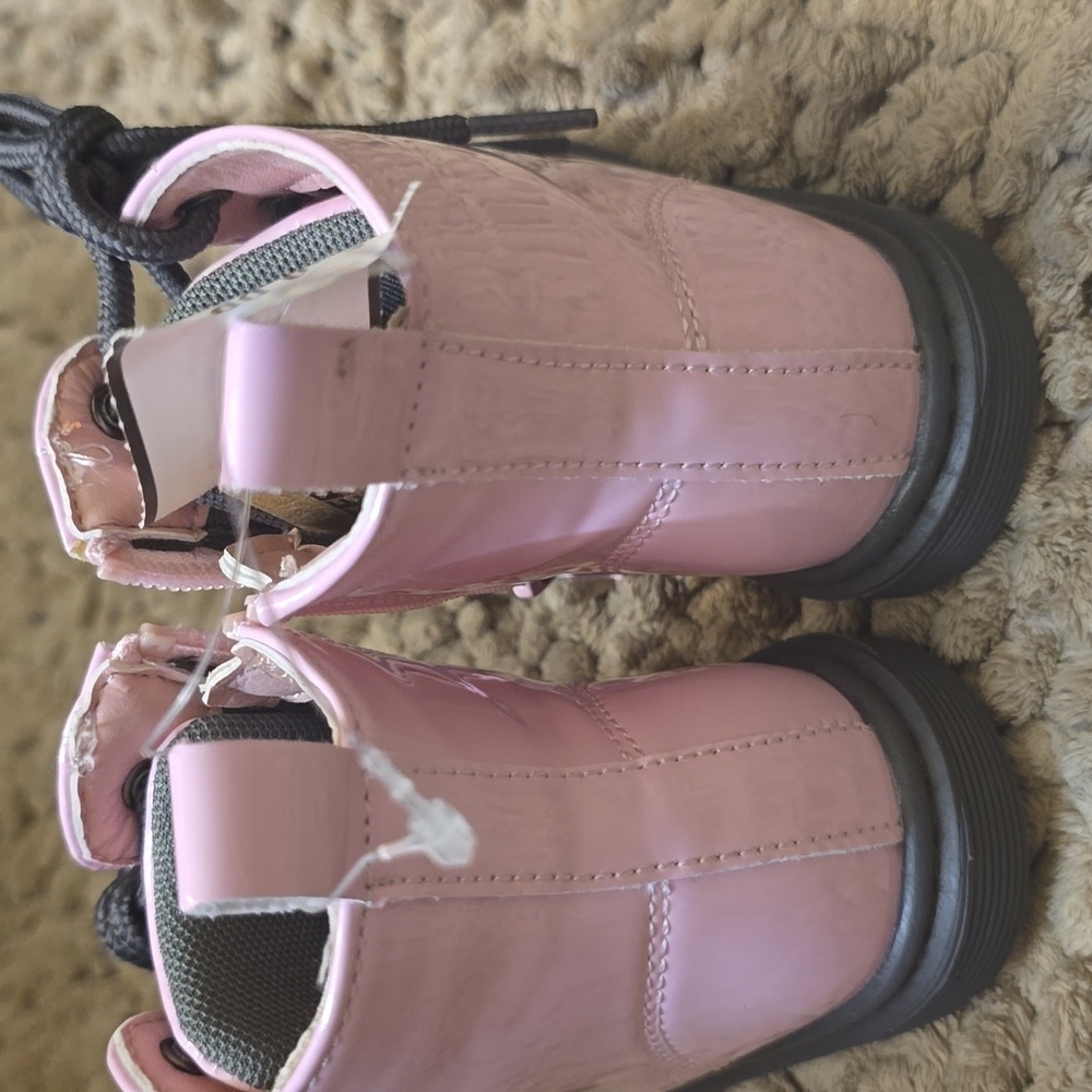 New Weestep Toddler Size 6 Pink Patent Hi Top Lace Up Side Zip Boot - Picture 4 of 7